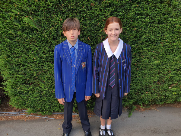 Chandra's children, Lewis and Lexi, in their school uniforms ready for another year.