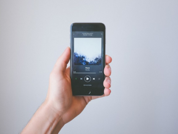 Smart phone held in left hand