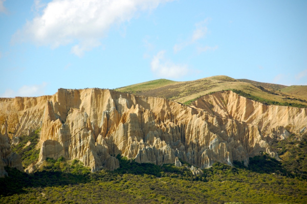 Eroded limestone cliffs near Omarama